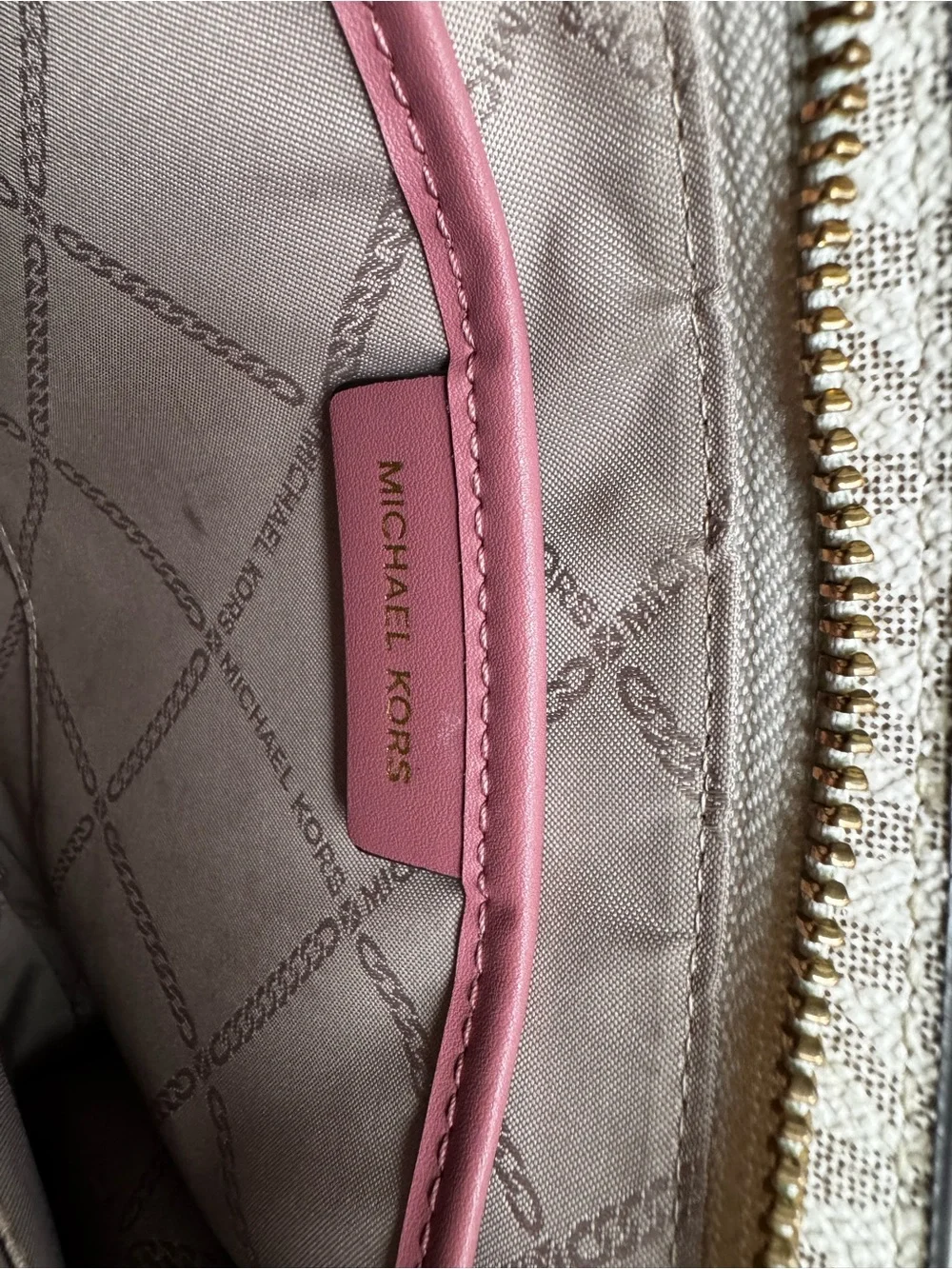 Michael Kors Pink Stripe MK Logo Wristlet